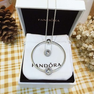 現貨#Pandora潘朵拉女套裝項鏈S925純銀浪漫海洋之心項鏈手環情人禮物簡約
