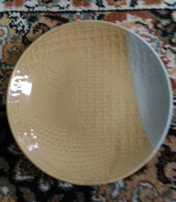 台灣古早盤(陶製藤編紋鯉魚盤)