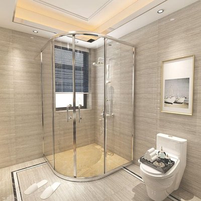 ╚楓閣精品衛浴╗圓弧型淋浴門-金龍6000 簡框淋浴拉門