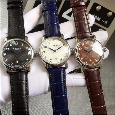 Connie代購#MONTBLANC 萬寶龍手錶 男士手錶 自動機械手錶 42mm 腕錶 真皮錶帶 針扣 配件齊全氣質經典 三號店