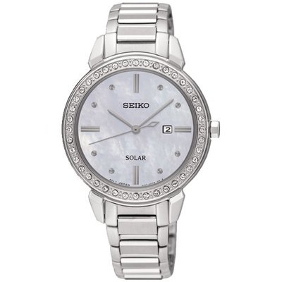現貨 可自取 SEIKO SUT327P1 精工錶 32mm 太陽能 施華洛世奇水晶鑽 白面盤 鋼錶帶 女錶