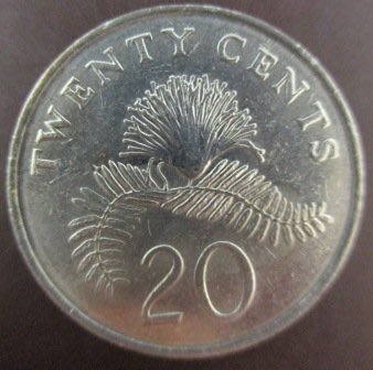 ~SINGAPORE 新加坡 20 TWENTY CENTS 1987 1989 1991年  錢幣/硬幣三枚~
