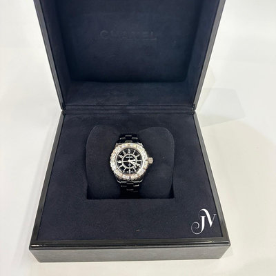 喬萱名品【高雄店】Chanel 黑色J12 24顆鑽33mm陶瓷腕錶h1173(JP0114)