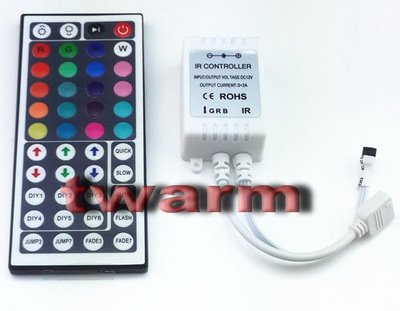 《德源科技》r)LED七彩燈控制器RGB控制器燈條控制器含遙控器12v迷你手動控制(44鍵紅外控制器)