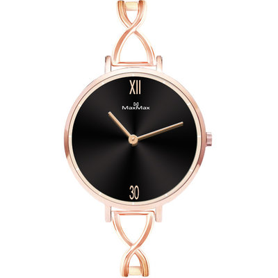 ∥ 國王時計 ∥ MAX MAX MAS7032-1 玫瑰金黑面時尚腕錶