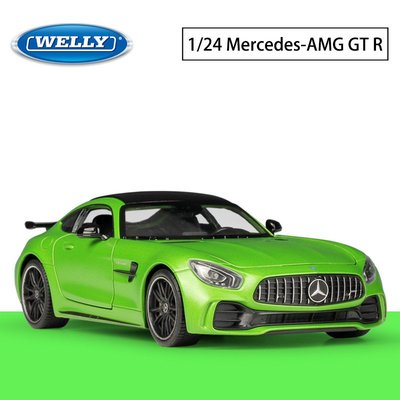 現貨汽車模型機車模型擺件WELLY威利1:24奔馳AMG GT R跑車仿真合金汽車模型收藏擺件賓士
