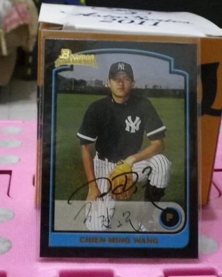 棒球天地----紐約洋基 國民 藍鳥 王建民 2003 簽名球員卡.字跡漂亮超稀少
