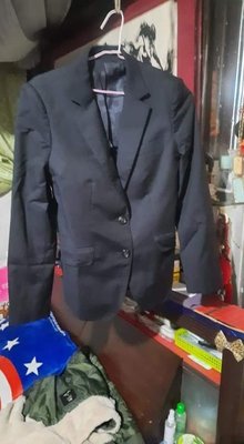 BURBERRY London 日本製黑色細紋毛料西裝外套 尺寸: 40