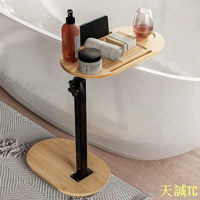 天誠TC跨境竹製置物架浴室可伸縮手機平板支架竹製浴室浴缸收納置物架