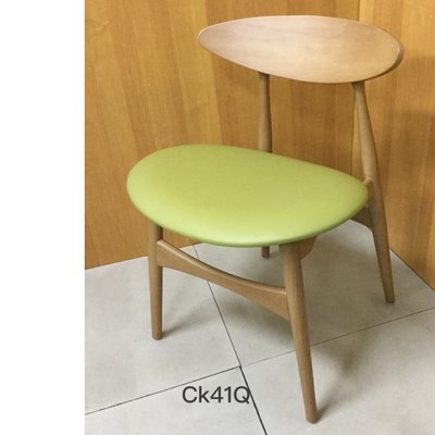 【在地人傢俱】淺柚木實木綠色皮餐椅/休閒椅 SGL-CK41Q