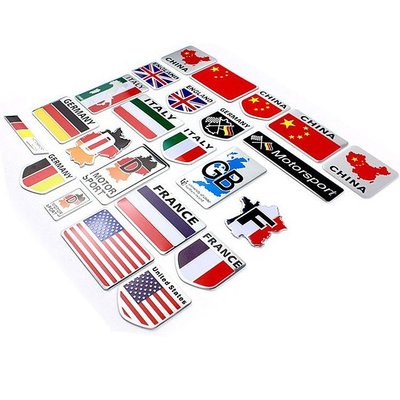 現貨熱銷-德國英國意大利美國法國國旗改裝汽車標牌 銘牌 車標 車貼 車身貼爆款