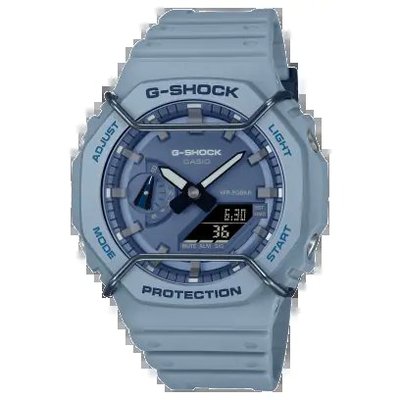 【威哥本舖】Casio台灣原廠公司貨 G-Shock GA-2100PT-2A 農家橡樹 耐衝擊防撞保護器 八角雙顯錶