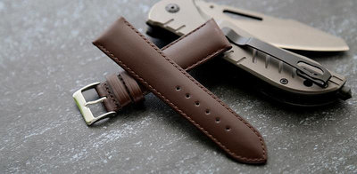 20mm 22mm高質感替代ck~ ar mani~ hamilton原廠抗過敏皮底皮面咖啡色錶帶,平面無紋,不鏽鋼錶扣