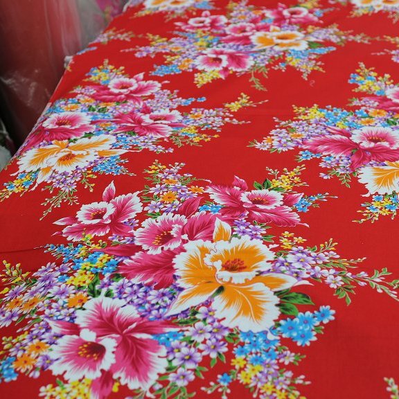 杜鵑花(暗紅色) 純棉花布三尺寬客家花布/印花布/被單布/拼布/新遠東染 
