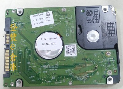 【登豐e倉庫】 DF770 WD10JPVX-60JC3T1 1TB SATA3 電路板(整顆)硬碟