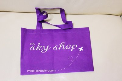EVA AIR 長榮航空 EVA SKY SHOP 紫白色 手提袋 背袋 環保袋 購物袋 環保帶 大容量