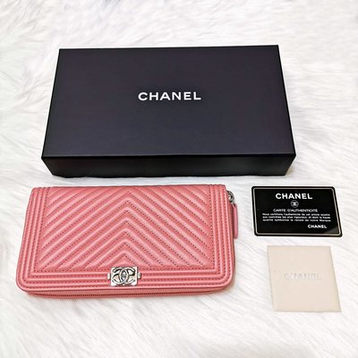 【全新】經典款Chanel香奈兒包包 錢包 手拿包 長夾 長皮夾 超好看粉橘色