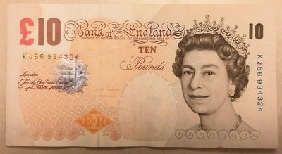 西元 2000 千禧年 英國 伊麗莎白二世 £ 10 元 英磅 Ten Pounds 紀念 舊 紙 鈔 幣 324