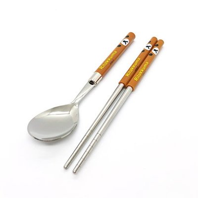 ❅PAVEE❅ 韓國 Rilakkuma 拉拉熊 輕鬆熊 不鏽鋼環保餐具 筷子+湯匙組
