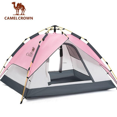 CAMEL CROWN駱駝 粉色帳篷 3~4人戶外全自動速開便攜式防風防雨帳篷