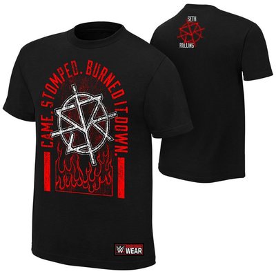 WWE摔角衣服 Seth Rollins Came Stomped Burned it Down 塞思來了黑色短袖T恤  買三免運