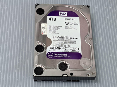 電腦雜貨店→WD【紫標】4TB 3.5吋 硬碟(WD40PURZ) 二手良品 $1600