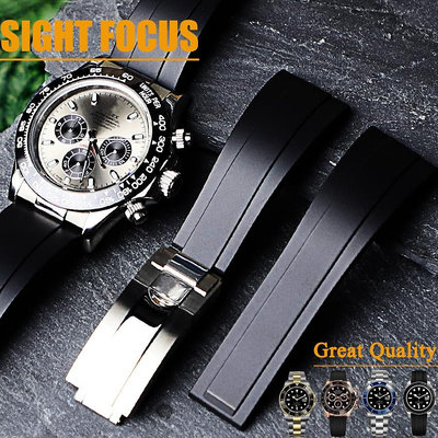 20mm 21mm 橡膠錶帶適用於勞力士錶帶宇宙計時迪通拿天行者縱航灰游艇綠玻璃水鬼錶帶鏈 Dweller Rolex