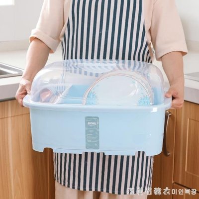 【熱賣精選】 創意裝碗筷收納盒放碗瀝水架廚房收納箱帶蓋家用置物架塑料碗櫃