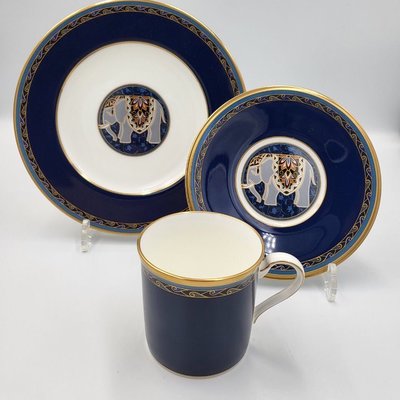 Noritake 日本製 鈷藍 骨瓷 濃縮咖啡杯盤三件組