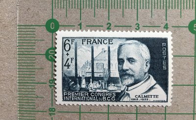 【名人/科學家/附捐】法國1948年，6+4法郎阿爾貝·卡爾梅特(發明卡介苗抗結核病)，新票  SP2554