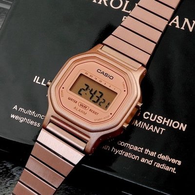 【金台鐘錶】CASIO 卡西歐 熱銷 復古小金錶 方形數位電子錶 (玫瑰金)(女錶) LA-11WR-5A