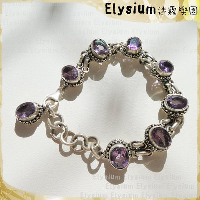 Elysium‧迷霧樂園〈LAT015D〉尼泊爾‧ 風情款 切割面 紫水晶 925銀 手工手環/手鍊