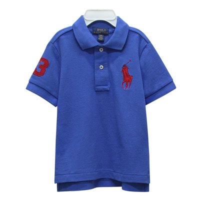 唯美主義~Ralph Lauren 童裝 數字3 經典 大馬 短袖 POLO衫 -藍色(2/2T)