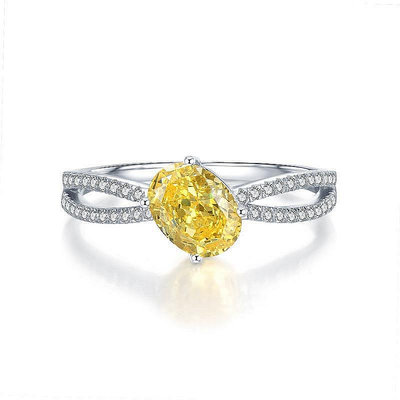 免運 Tiffany &amp; Co.蒂芙尼鴿子蛋中鵝黃鑽石戒指  戒環 戒子 求婚戒指