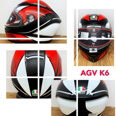武川家族 義大利進口帽 AGV K6系列 HYPHEN 黑/紅/白M 全罩安全帽 碳纖複合(中A-9-4)