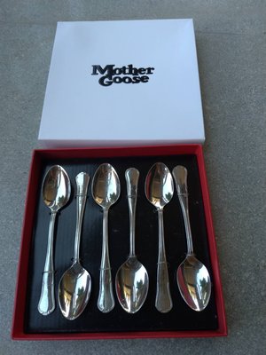 美國鵝媽媽 Mother Goose 品牌 經典不鏽鋼庭園午茶 茶匙 點心匙組-6支一組-茶匙