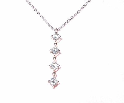 真品日本品牌Vendome Aoyama (VA)青山純18K金玫瑰金天然鑽石項鍊~雙色設計