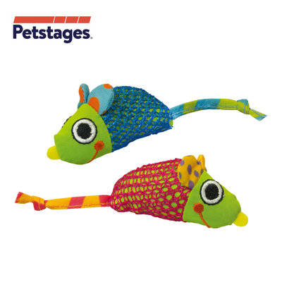 美國 Petstages 327 健齒網狀鼠 (2入) 寵物玩具 貓玩具 貓草 貓薄荷 帆布 磨爪 撲抓