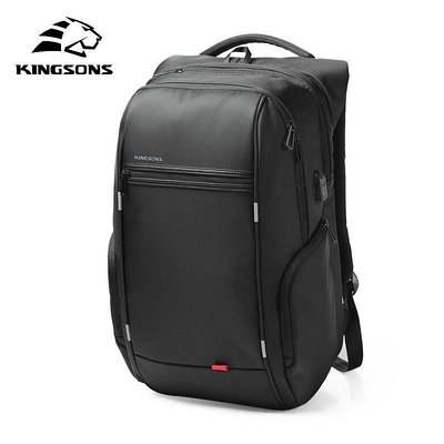 Kingsons 15“ 17”男士揹包外置USB充電電腦揹包防盜防水袋