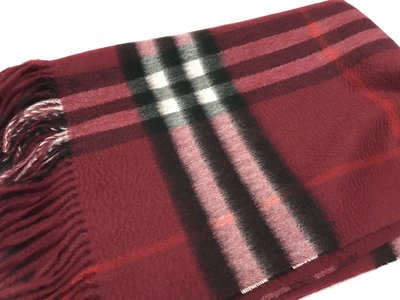 時尚經典英倫系列-重磅厚織100% Cashmere喀什米爾pashmina酒紅英倫格紋雙色雙面厚織款圍巾/披肩/飛機毯