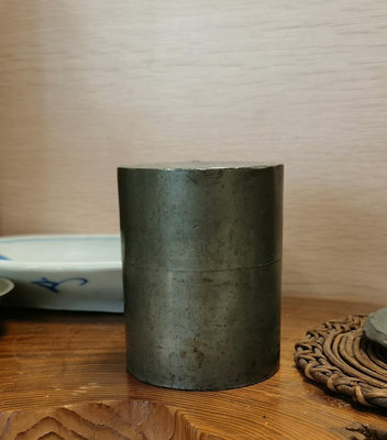 日本 舶來品 精品百年老錫罐，古錫罐，直筒型 茶葉罐 茶倉