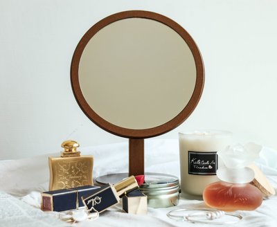 【Mirror】#612 原木圓形桌上鏡 / 化妝鏡 / 桌鏡 / 鏡子