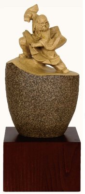 『府城畫廊-台灣工藝品區』原石雕塑－達摩－16x13x33－高質感擺飾－(關於我有油畫國畫賣場連結)－K-007