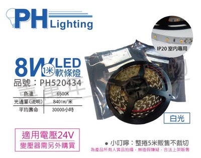 [喜萬年]含稅 PHILIPS飛利浦 LS170S LED IP20 8W 白光 24V 5m 軟條燈_PH520434