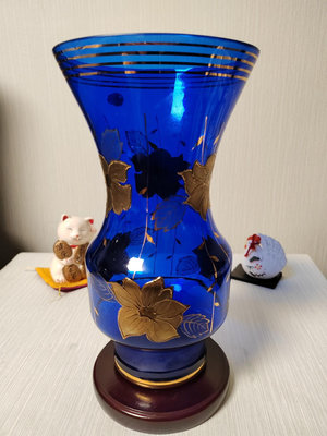 【二手】日本回流 捷克波西米亞琉璃花瓶 回流 瓷器 茶具【佟掌櫃】-2594