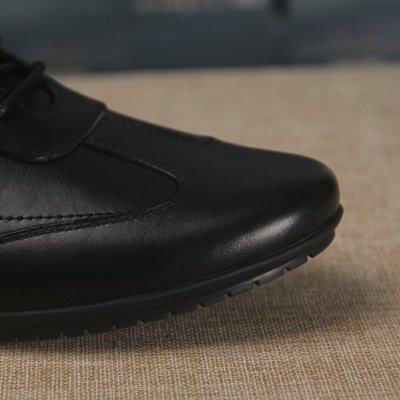 100％原廠 GEOX健樂士會呼吸的鞋意大利休閑舒適男鞋圓頭系帶低跟青年黑色