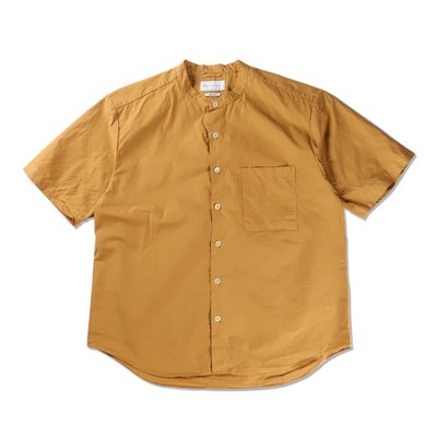 Freaky House-日本MANUAL ALPHABET Loosefit Shirt高密度棉無領微寬鬆短袖襯衫狼棕
