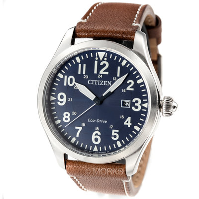 現貨 可自取 CITIZEN BM6838-33L 星辰錶 手錶 42mm 光動能 藍色面盤 駝色皮錶帶 男錶女錶