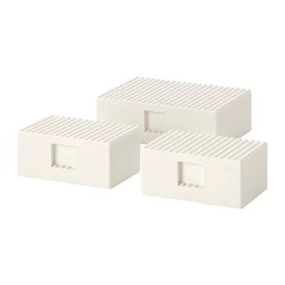 IKEA 宜家家居 BYGGLEK Lego®積木遊戲盒 3件組, 白色 現貨七組