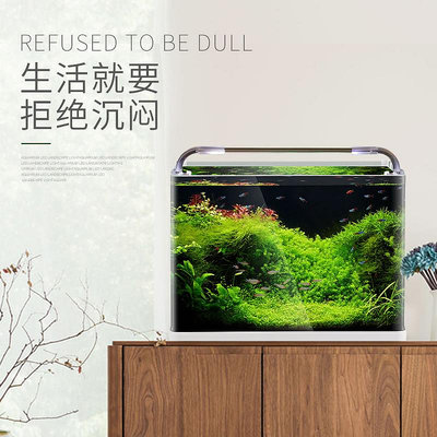 熱彎魚缸懶人生態魚缸小型水族箱超白玻璃金魚缸缸